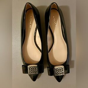 Coach Black Patent Leather Flats with Silver Accent size 6.5